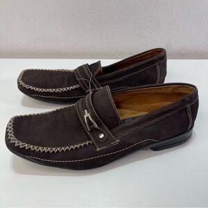Sebastian Calzado Men 27.5 (9) Brown Accent Leather Slip On Loafer Preppy Casual